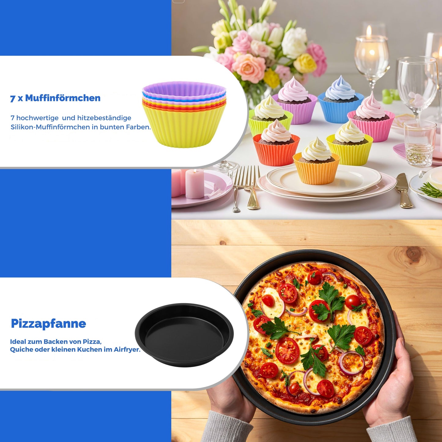 Das Heißluftfritteuse Dual Zubehör-Set für verschieden große Garkörbe - 10-teilig | Empfohlen vom Friteusen-Profi