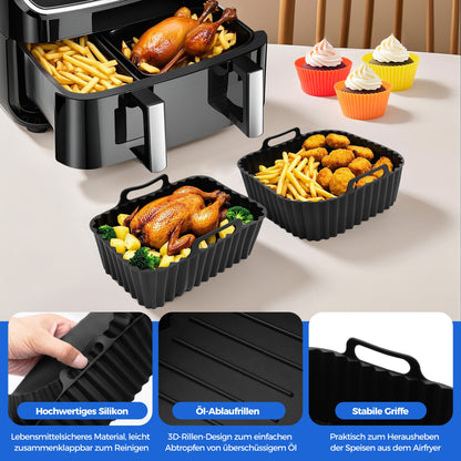 Das Heißluftfritteuse Dual Zubehör-Set für verschieden große Garkörbe - 10-teilig | Empfohlen vom Friteusen-Profi